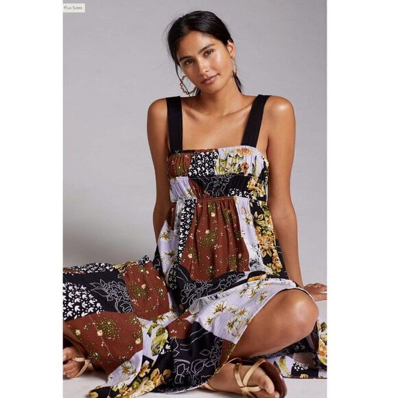 NEW Maeve Anthropologie Patchwork Floral Maxi Dress Colorful Boho Women's S - Picture 10 of 10